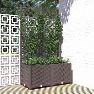 vidaXL Vaso/floreira jardim c/ treli&ccedil;a 80x40x136 cm PP castanho