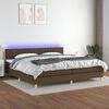 vidaXL Cama box spring c/ colch&atilde;o/LED 200x200cm tecido castanho-escuro