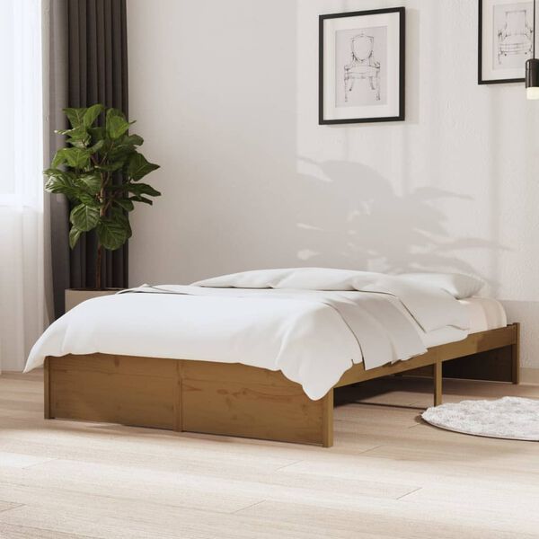 vidaXL Estrutura cama pequena de casal 120x190 cm madeira castanho-mel