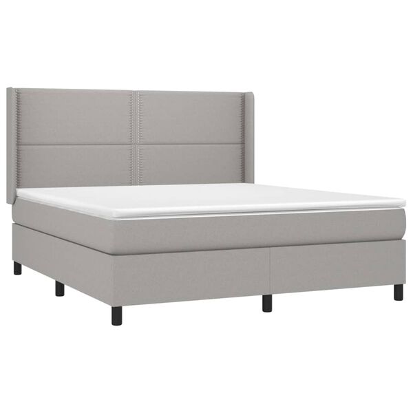 vidaXL Cama box spring c/ colch&atilde;o e LED 160x200 cm tecido cinza-claro