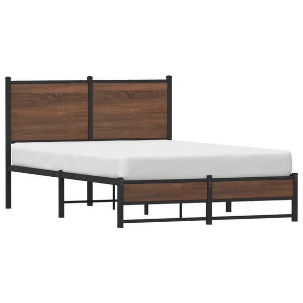 vidaXL Estrutura de cama sem colchão 120x190cm metal carvalho castanho