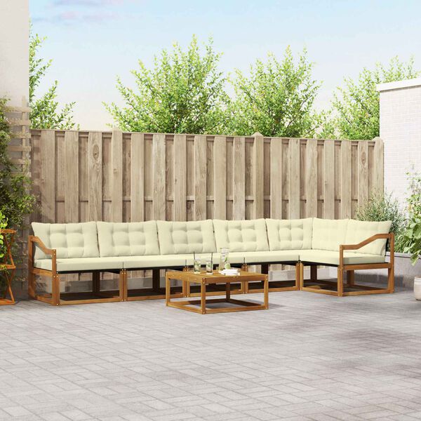 vidaXL Conjunto de Sof&aacute;s para Exterior 6 pcs Natural e Creme