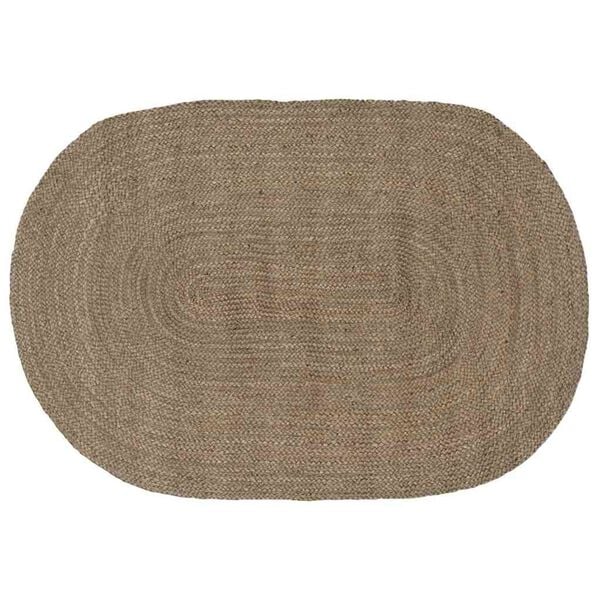 vidaXL Tapetes de &aacute;rea Oval Cinzeto 122 x 183 cm Juta