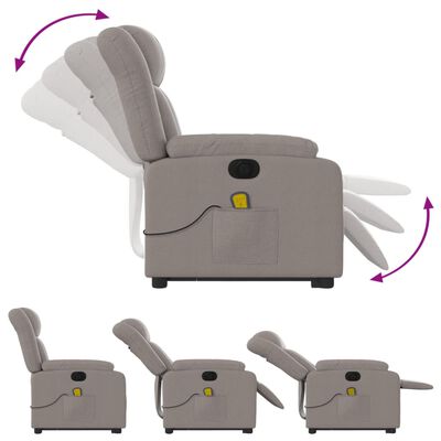 vidaXL Poltrona elétrica elevatória massagens tecido cinza-acastanhado