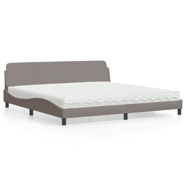 vidaXL Cama com colch&atilde;o Dover 200x200 cm tecido cinzento-acastanhado