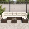 vidaXL Conjunto de Sof&aacute; de Jardim 8 pcs Marrom e Creme vime PE