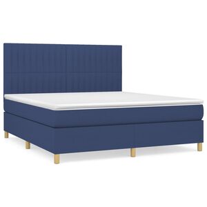 vidaXL Cama com molas/colch&atilde;o 180x200 cm tecido azul