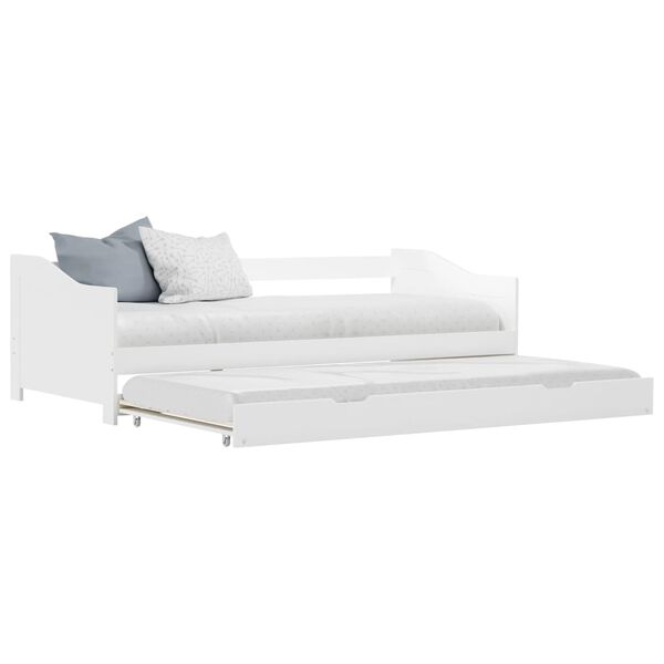 vidaXL Estrutura sof&aacute;-cama de puxar madeira de pinho 90x200 cm branco