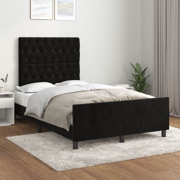 vidaXL Estrutura de cama sem colch&atilde;o 120x190 cm Veludo preto