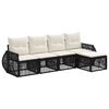 vidaXL Conjunto de Sof&aacute; de Jardim 5 unid. Preto e Branco Creme vime PE