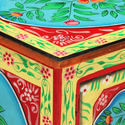 vidaXL Mesa de cabeceira pintada à mão 40x30x50 cm mangueira maciça
