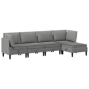 vidaXL Conjunto de M&oacute;veis para Sala de Estar 5 unid. Cinzento-escuro