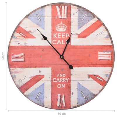 vidaXL Relógio de parede vintage UK 60 cm