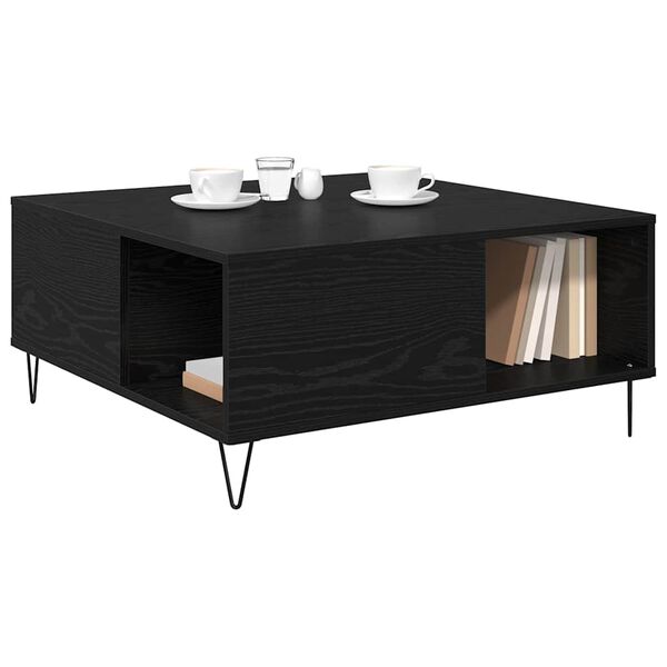 vidaXL Mesa de centro Carvalho Preto 80 x 80 x 36,5 cm