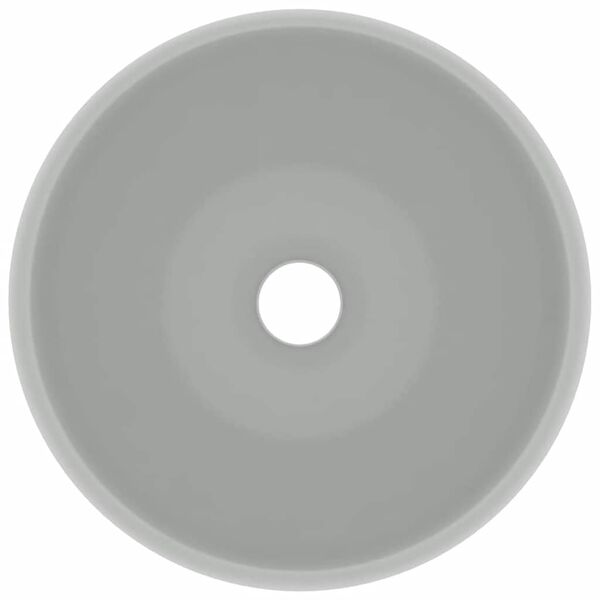 vidaXL Lavat&oacute;rio luxuoso redondo 40x15 cm cer&acirc;mica cinzento-claro mate