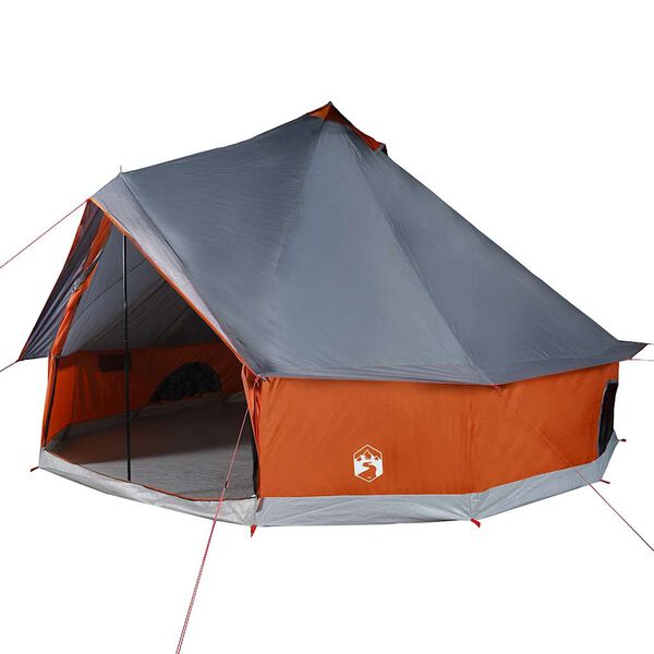 vidaXL Tenda familiar tipi para 10 pessoas impermeável cinza/laranja