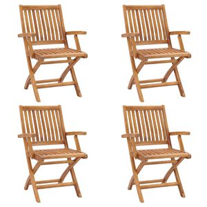 vidaXL Cadeiras de jardim dobr&aacute;veis 4 pcs madeira de teca maci&ccedil;a