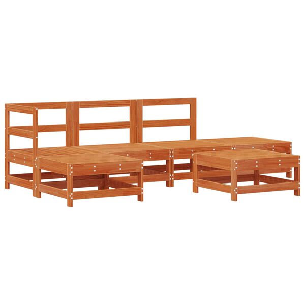 vidaXL Conjunto de Lounge de Jardim 5 pcs Castanho Cera