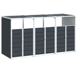 vidaXL Abrigo para 3 caixotes do lixo 216x81x115 cm a&ccedil;o antracite