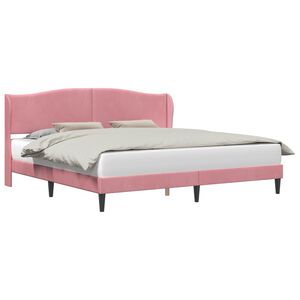 vidaXL Estrutura da Cama com cabeceira Rosa 200 x 200 cm Veludo