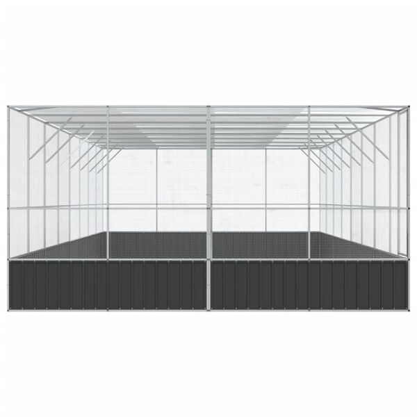 vidaXL Aviário com extensão 832x414x212 cm aço prateado