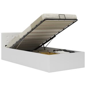 vidaXL Cama hidr&aacute;ulica c/ arruma&ccedil;&atilde;o 90x200cm couro artificial branco