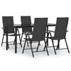 vidaXL 5 pcs conjunto de jantar p/ jardim vime PE preto