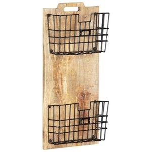 vidaXL Porta-revistas de parede 33x10x67 cm mangueira &aacute;spera maci&ccedil;a