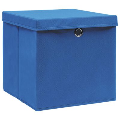 vidaXL Caixas de arrumação com tampas 4 pcs 28x28x28 cm azul