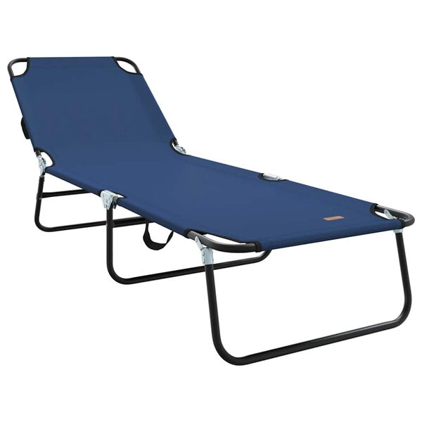 vidaXL Espreguiçadeira dobrável 1-pessoa Azul 56 x 189 x 87cm tecido