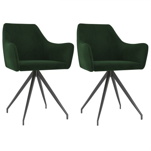 vidaXL Cadeiras de jantar 2 pcs veludo verde-escuro