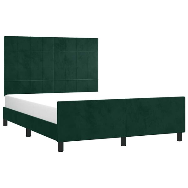 vidaXL Estrutura de cama sem colch&atilde;o 140x200 cm veludo verde-escuro