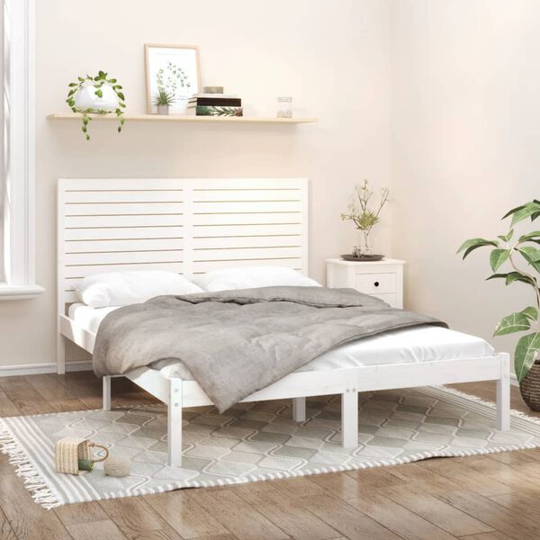 vidaXL Estrutura de cama 140x200 cm madeira maciça branco