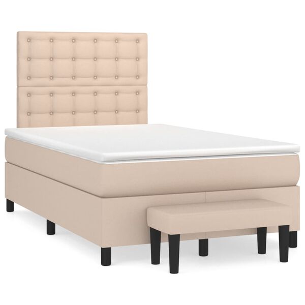 vidaXL Cama boxspring c/ colch&atilde;o 120x190cm couro artificial cappuccino