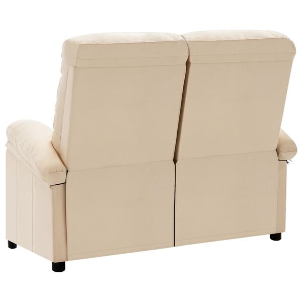 vidaXL Sof&aacute; de 2 lugares reclin&aacute;vel em tecido cor creme