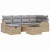 vidaXL Conjunto de Sof&aacute; de Jardim 7 unid. Bege vime PE
