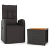 vidaXL 2 pcs conjunto lounge para jardim vime PE/ac&aacute;cia maci&ccedil;a preto