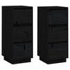 vidaXL Aparadores 2 pcs 32x34x75 cm madeira de pinho maci&ccedil;a preto