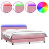 vidaXL Cama box spring c/ colch&atilde;o e LED 180x210 cm veludo Rosa
