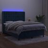 vidaXL Cama box spring c/ colch&atilde;o/LED 140x190 cm veludo azul-escuro