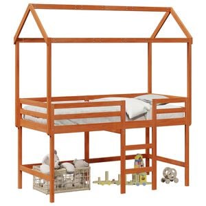 vidaXL Estrutura de cama loft Castanho Cera 90 x 190 cm