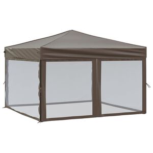 vidaXL Tenda festas dobr&aacute;vel paredes laterais 3x3 m cinza-acastanhado