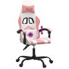 vidaXL Cadeira gaming girat&oacute;ria couro artificial branco e rosa