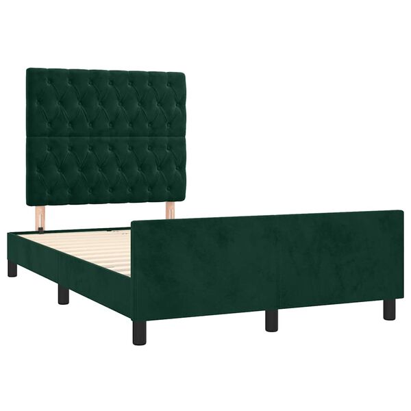 vidaXL Estrutura de cama sem colch&atilde;o 120x200 cm veludo verde-escuro