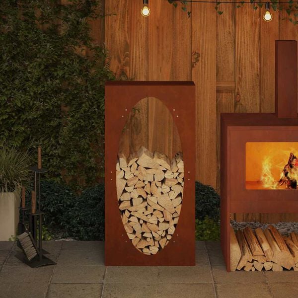 vidaXL Rack de lenha 50x23x100 cm a&ccedil;o resistente &agrave;s intemp&eacute;ries