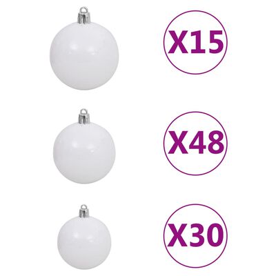 vidaXL Árvore Natal artificial pré-iluminada c/bolas/LEDs 500cm branco