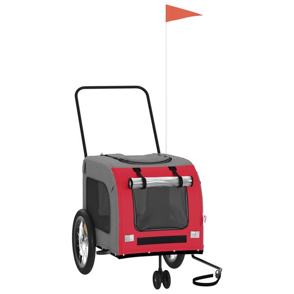 vidaXL Reboque bicicleta animais tecido oxford/ferro vermelho/cinzento