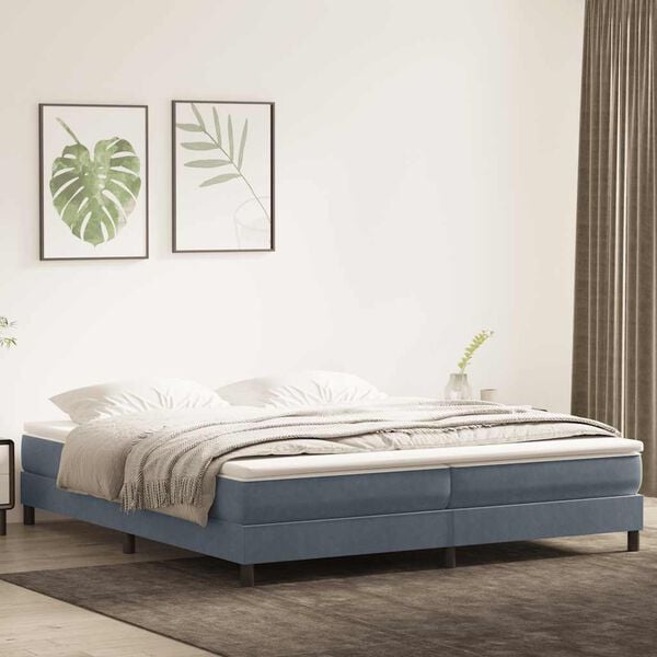 vidaXL Cama com molas/colch&atilde;o 180x220 cm veludo cinzento-escuro