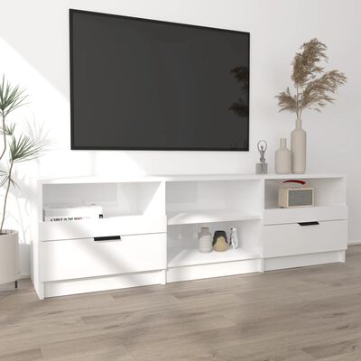vidaXL Móvel para TV 150x33,5x45cm madeira processada branco brilhante