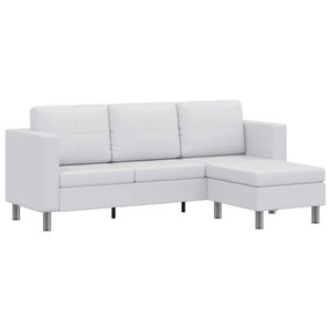 vidaXL Sof&aacute; secional de 3 lugares couro artificial branco